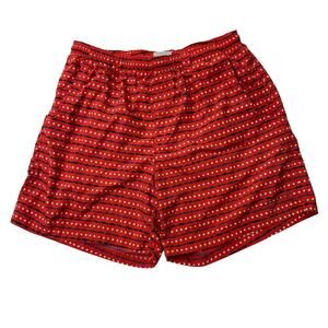 Columbia PFG Mens Small Swim Trunks Suit Red Blue White Fish All Over July 4th